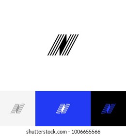 N with lines vector. Minimalism logo, icon, symbol, sign from letters n. Flat logotype design with blue color for company or brand.