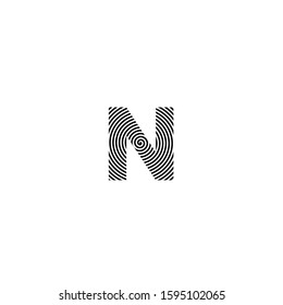 N Lines Warp Logo Design.Vector Letter Icon Made with Circular Lines.