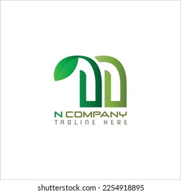 n logo agriculture food company. n with leaf, nature, green font, typography, n shape, seed, bio.