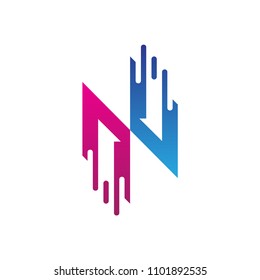 N Logo With Arrow Up And Down, Business Logo Template