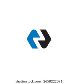 Logotipo de N con el relámpago negro y azul en un fondo blanco