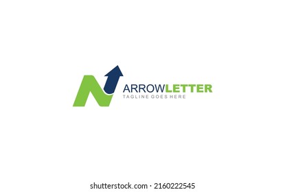 N logo business for branding company. arrow template vector illustration for your brand.