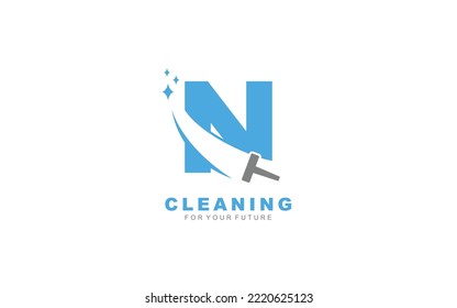 N logo cleaning services for branding company. Housework template vector illustration for your brand.