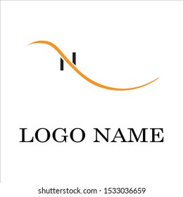 n logo with a combination of orange curved lines to make it look elegant.