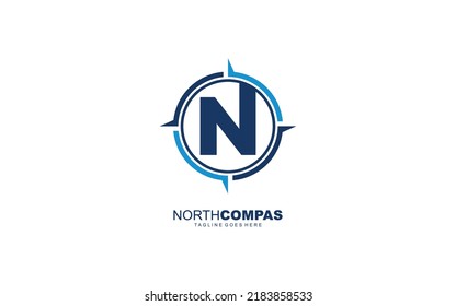 N logo compass for branding company. arrow template vector illustration for your brand.