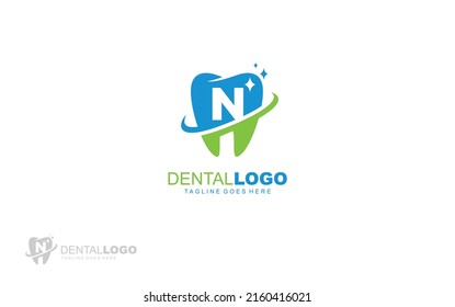 N logo dentist for branding company. letter template vector illustration for your brand.