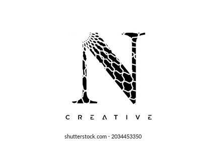 N Logo Design With Abstract Lines. Artistic Elegant Black and White Lines Icons Vector Illustration