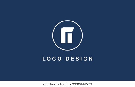 N logo design with circle blue background template. simple logo concept with white logo color.
