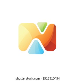 N logo design colorful designicon letter