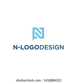 N logo design combine with balloon chat concept