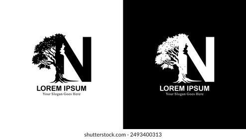 N logo design combined with a tree