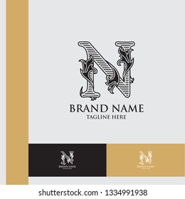 N logo design concept with lines. Monogram N. Eps 10