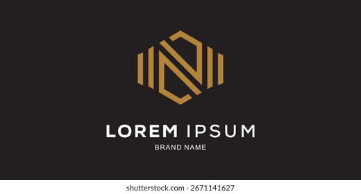 N diseño de logotipo con un concepto de marco moderno creativo. Vector de Premium