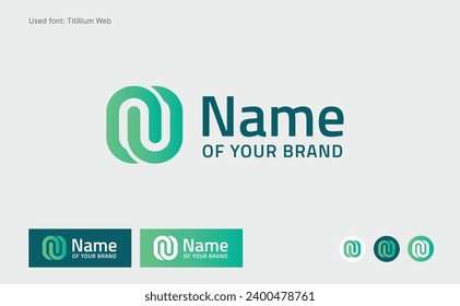 N logo design green claps 