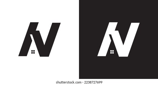 N logo design is intended for construction, building, real estate, home, and property. An awesome trendy and minimal N home logo design template with White and Black colors.
