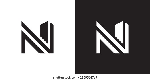 N logo design is intended for construction, building, real estate, home, and property. An awesome trendy and minimal N home logo design template with White and Black colors.