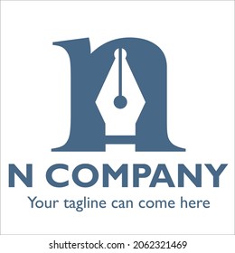 N logo design on Education theme