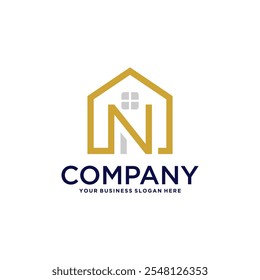 N logo design with real estate