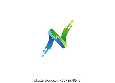 N logo design with splash effect in simple design