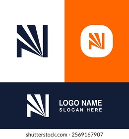 N logo design with sunlight symbol.