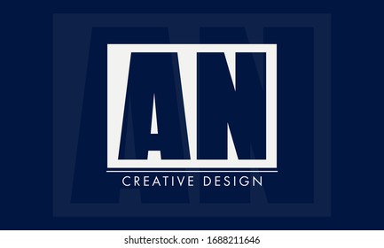 A N Logo Design and template with background. Initial Based Monogram and Letters in Flat Style
