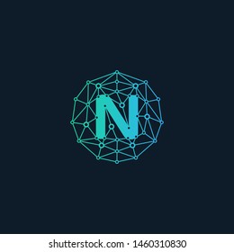  N Logo Design Template. technology logo. digital logo - Vector - Vector