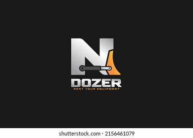 N logo dozer for construction company. Heavy equipment template vector illustration for your brand.