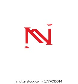 n LOGO FONT VECTOR LETTER BLACK RED