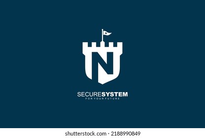 N logo fortress vector for identity company. initial letter security template vector illustration for your brand.