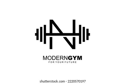 N logo gym vector for identity company. initial letter fitness template vector illustration for your brand.