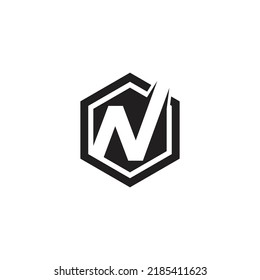 N Logo - Hexagon shape and N logo