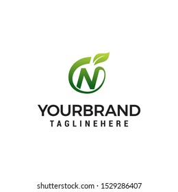 N logo initial letter design template vector inside fruit shape illustration