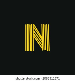 N logo, Initial lettering handwriting or handwritten for identity. Logo hand drawn Calligraphy lettering and hand drawn Vector illustration.