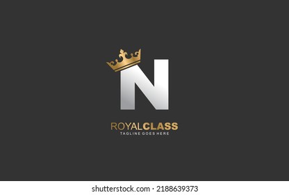 N logo king and crown. letter template vector illustration for your brand.