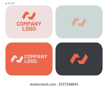 N logotipo diseño de logotipo posterior