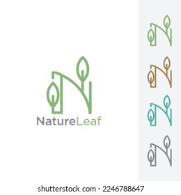N logo with leaf element.