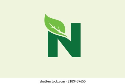 N logo leaf for identity. nature template vector illustration for your brand.