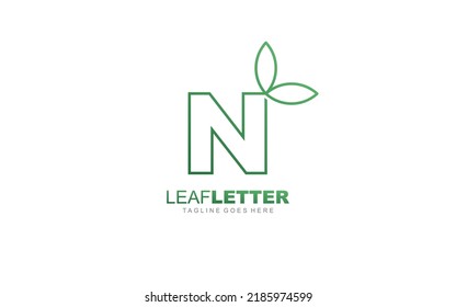 N hoja de logo para identidad. ilustración vectorial de plantilla de naturaleza para su marca.