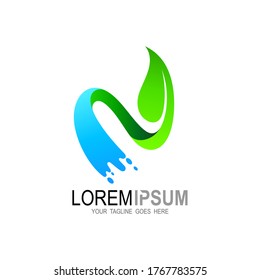 N logo , Leaf logo with letter n design illustration