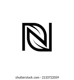 N logo and leaves in it circular and minimal logo