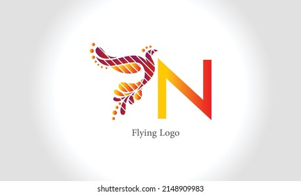 N Logo Letter with Flying Bird