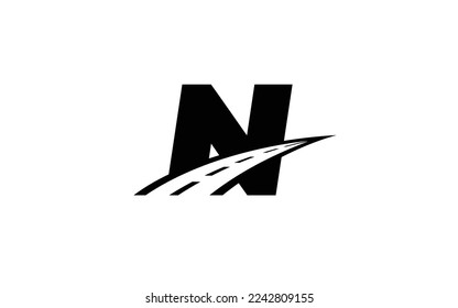 N Logo letter with ROAD concept for template 