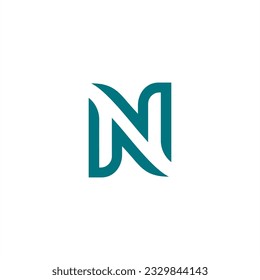 N espacio de letra de logotipo marca negativa forma suave de línea suave.