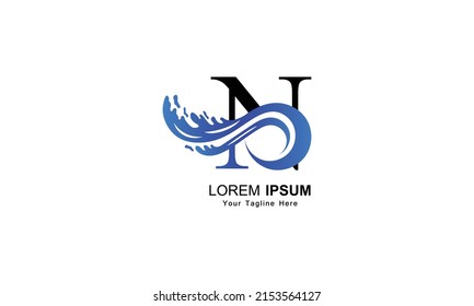 N logo, Letter N logo with wave design vector
