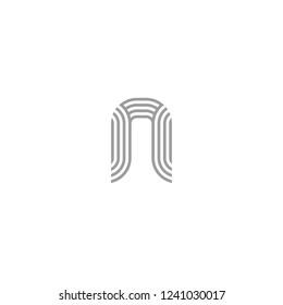 N logo line art monogram. Stroke letter vector element. Letter N icon on white background. Business sign, identity, label, badge.