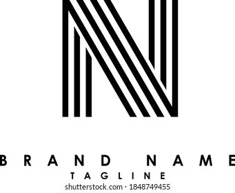 N Logo Line Letter Monogram Alphabet Design