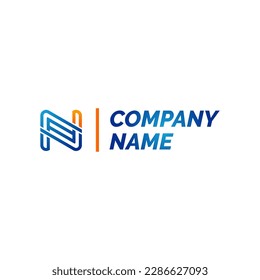 N Logo Linie Stil modern Design. Farbverlauf-Blau mit Orange. Design-Logo für Unternehmen