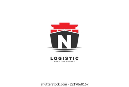 N logo logistic for branding company. shipping template vector illustration for your brand.