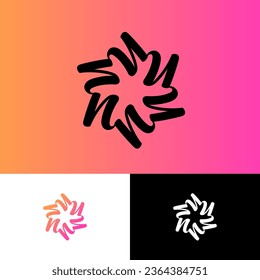 N logo. Monogram consists of six letters  N on circle. Elegant monogram as ornament.