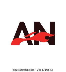 A N AN logo monogram with fire shape combination vector template, Graphic Alphabet Symbol for Corporate Business Identity